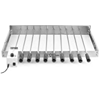 BBQ-Toro Girador eléctrico | acero inoxidable giratorio con 10 pinchos y motor | tamaño ajustable (58 x 26-40 cm) | con…